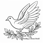 Artistic Peace Dove with Olive Branch Coloring Pages 2