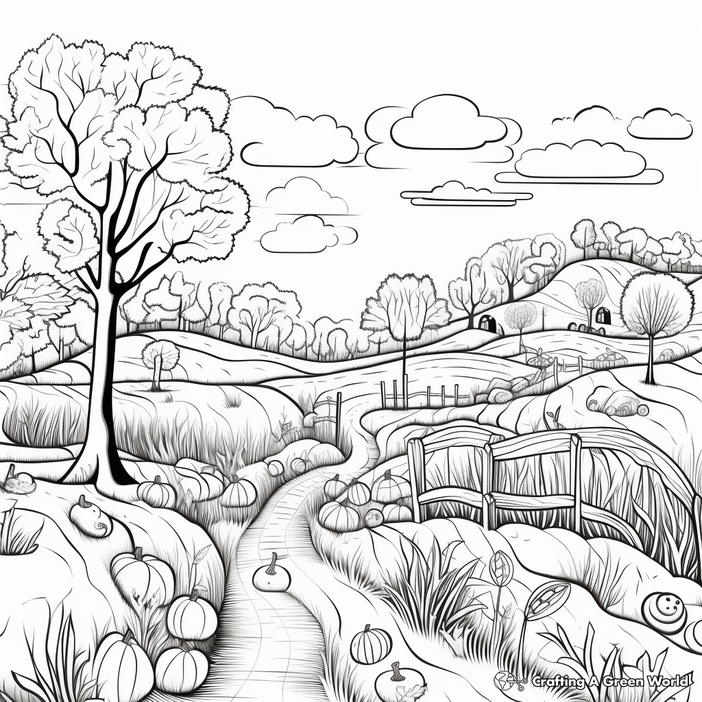 Astonishing Autumn Scenery Coloring Pages 4