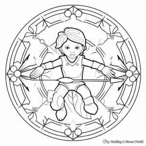 Astrology Lovers: Sagittarius in the Zodiac Wheel Coloring Pages 1
