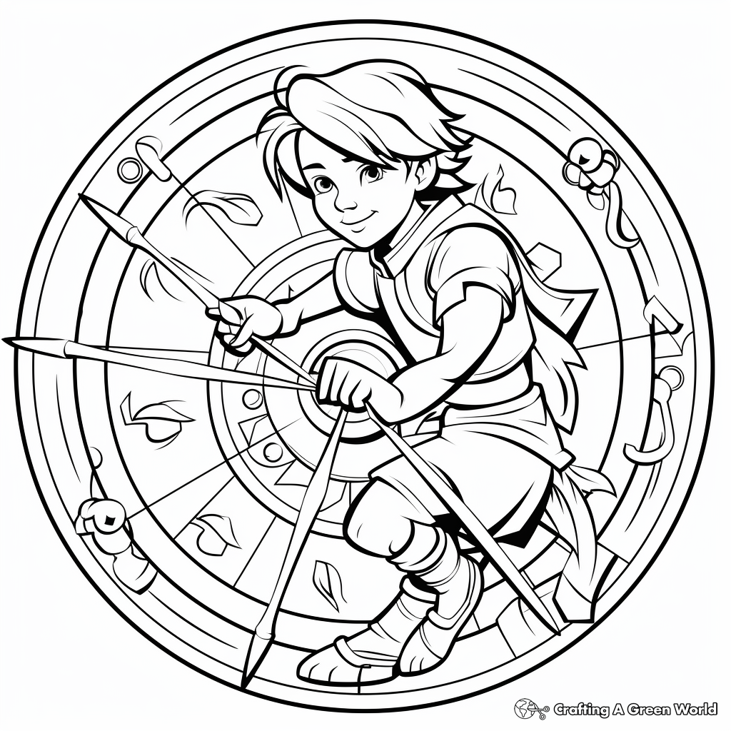 Astrology Lovers: Sagittarius in the Zodiac Wheel Coloring Pages 2