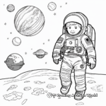 Astronaut in Space: Realistic Solar System Coloring Pages 2