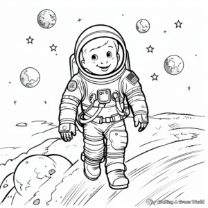 Astronaut in Space: Realistic Solar System Coloring Pages 3