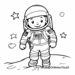 Astronaut with American Flag Coloring Pages 1