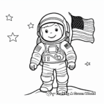 Astronaut with American Flag Coloring Pages 2