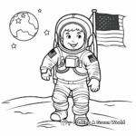 Astronaut with American Flag Coloring Pages 4