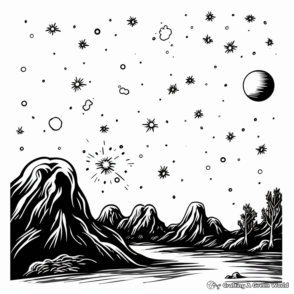 Astronomical Phenomenon: Meteor Shower Coloring Pages 2