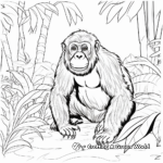 Attractive Chimpanzee in the Jungle Coloring Pages 2