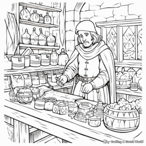 Authentic Medieval Merchant Coloring Pages 2