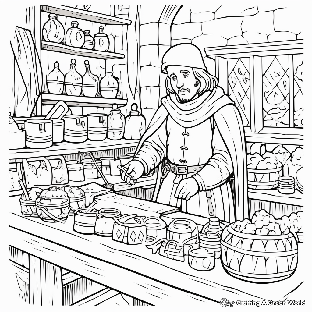 Authentic Medieval Merchant Coloring Pages 2