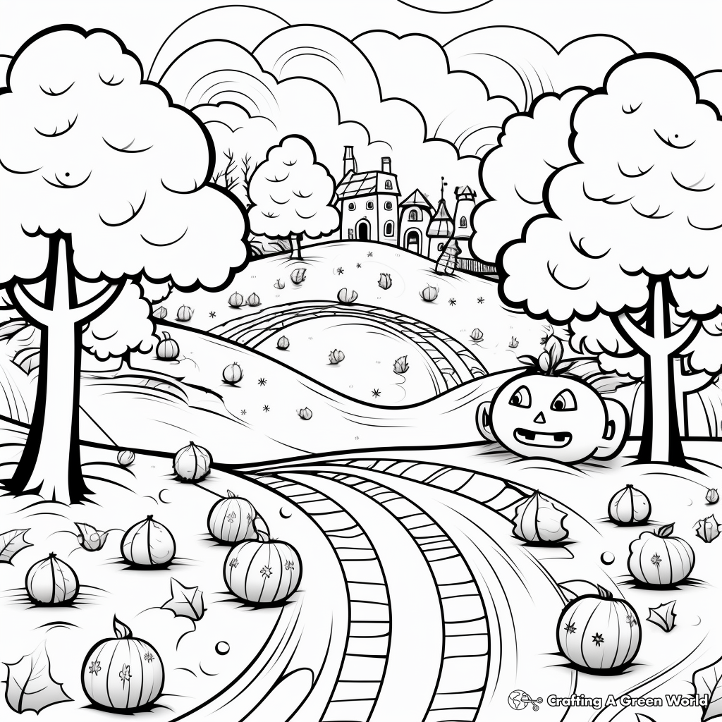 Autumn Forest Scenery Coloring Pages 1