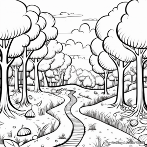 Autumn Forest Scenery Coloring Pages 2