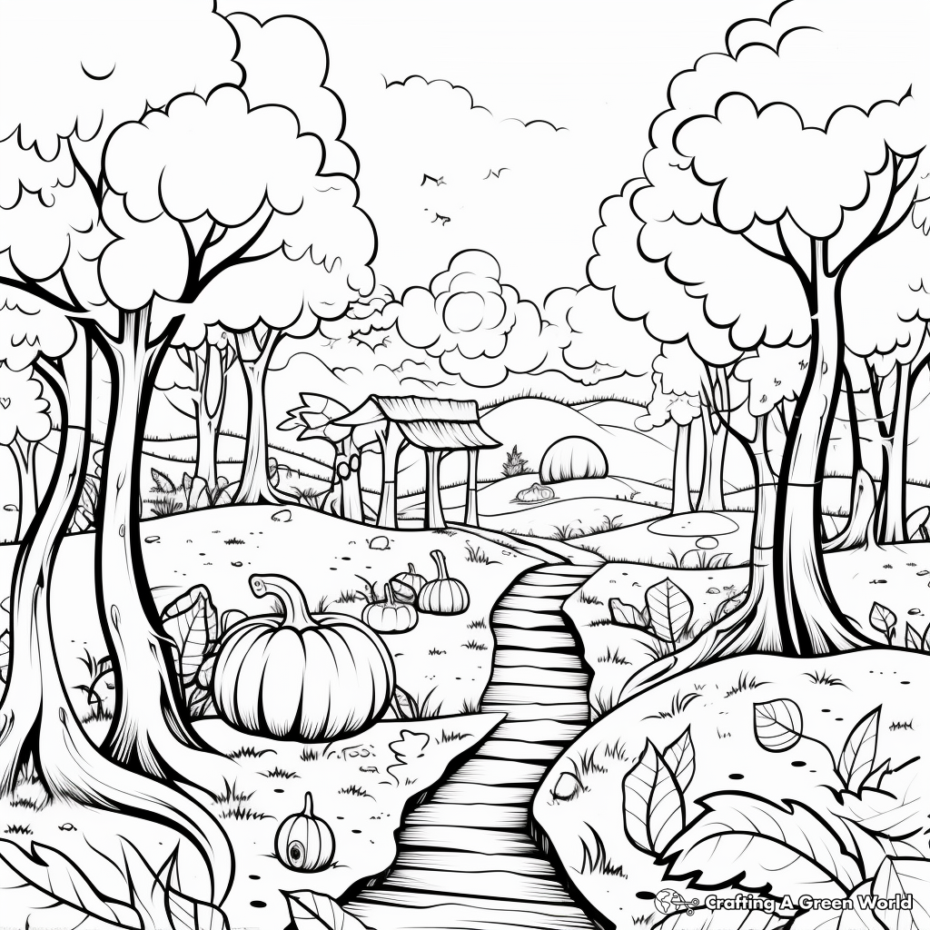 Autumn Forest Scenery Coloring Pages 3