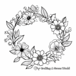 Autumn Leaves and Flowers Wreath Coloring Pages 4