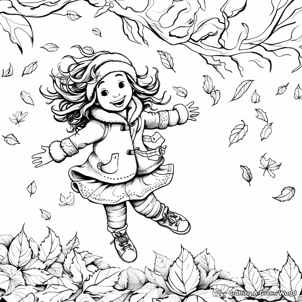 Autumn Leaves Falling: October Coloring Pages 1