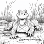 Awesome Alligator Surviving in Swamp Coloring Pages 1