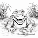 Awesome Alligator Surviving in Swamp Coloring Pages 2