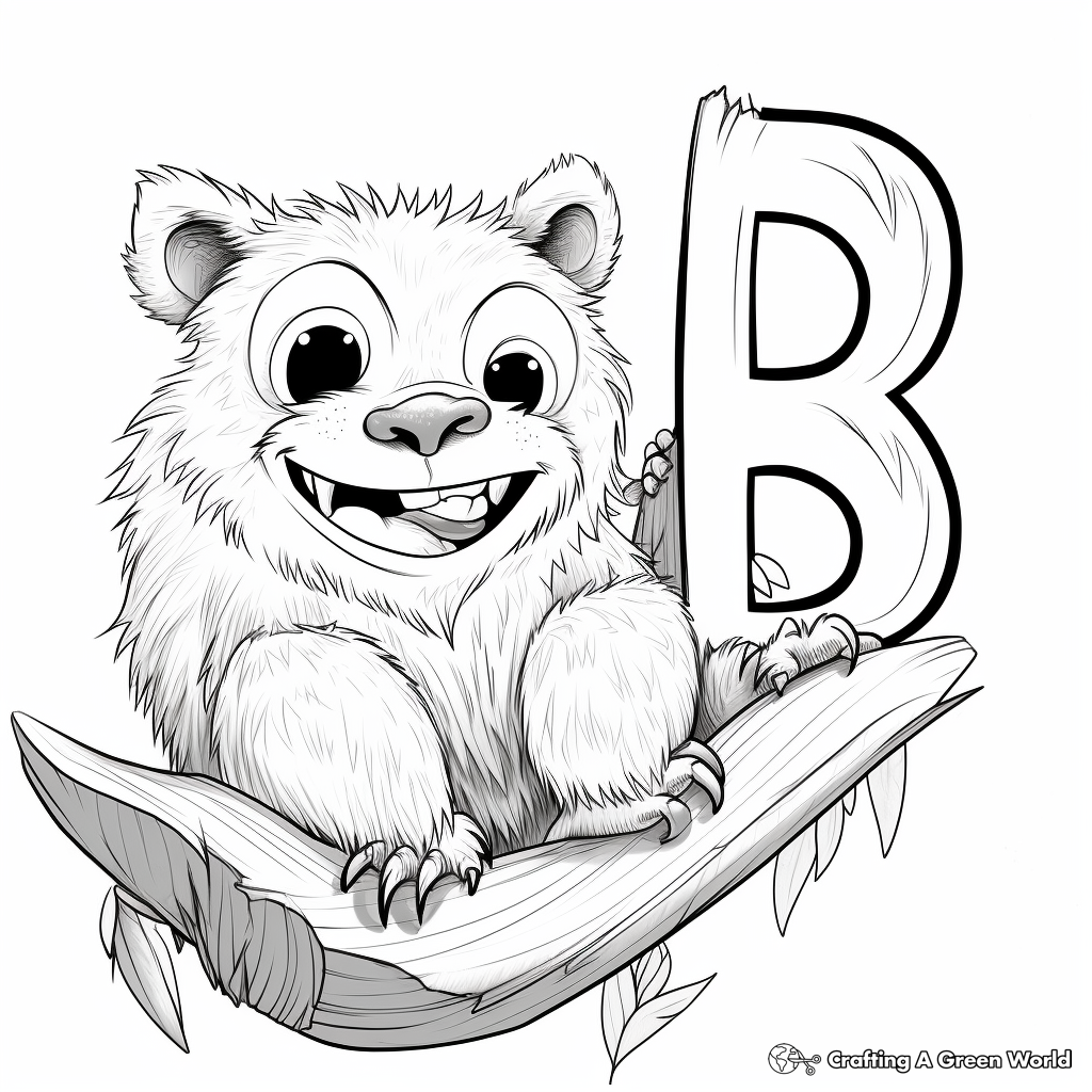 B is for Banana' and Bat Coloring Pages 4