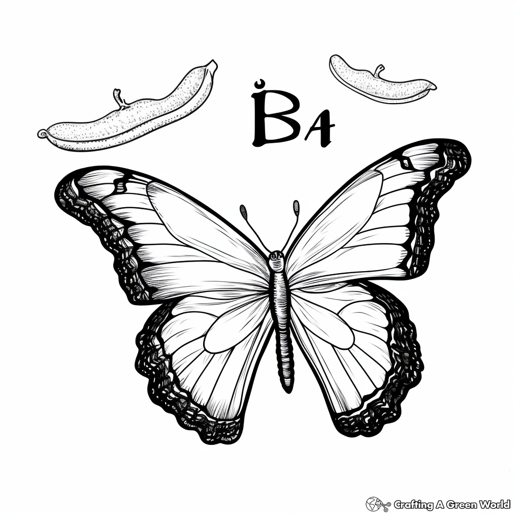B is for Banana' and Butterfly Coloring Pages 3