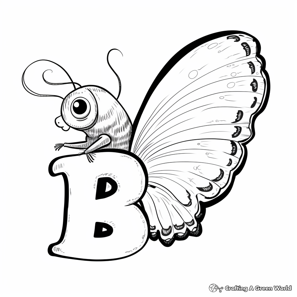 B is for Banana' and Butterfly Coloring Pages 4