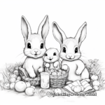 Baby Bunny Family Picnic Coloring pages 1