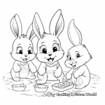 Baby Bunny Family Picnic Coloring pages 2