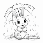 Baby Bunny in the Rain: Weather-themed Coloring Pages 1