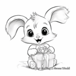 Baby Bunny with Christmas Present Coloring Pages 1