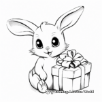 Baby Bunny with Christmas Present Coloring Pages 2