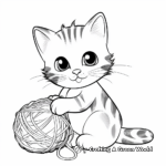 Baby Cat Playing with Yarn Coloring Sheets 3