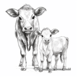 Baby Cow Family Coloring Pages: Mama, Papa, and Calf 1