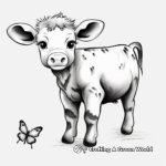 Baby Cow with Butterfly Friends Coloring Pages 1