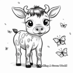 Baby Cow with Butterfly Friends Coloring Pages 2