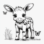Baby Cow with Butterfly Friends Coloring Pages 3