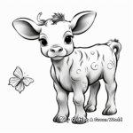 Baby Cow with Butterfly Friends Coloring Pages 4