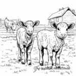 Baby Farm Animals: Piglets, Calves, and Lambs Coloring Pages 1
