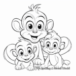 Baby Girl Monkey with Family Coloring Pages 3