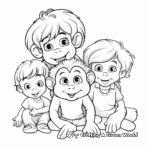 Baby Girl Monkey with Family Coloring Pages 4