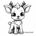 Baby Reindeer Playing with Christmas Ornaments Coloring Sheets 1