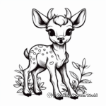 Baby Reindeer Playing with Christmas Ornaments Coloring Sheets 3