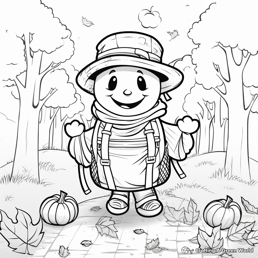 Back to School in Fall Coloring Pages 1