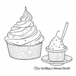 Baker's Delight: Piping Bag and Cupcake Coloring Pages 1