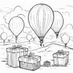 Balloons and Presents: Birthday-Scene Coloring Pages 2