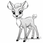 Bambi inspired Cartoon Fawn Coloring Pages 1