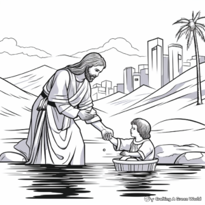 Baptism in the Jordan River Coloring Pages 1