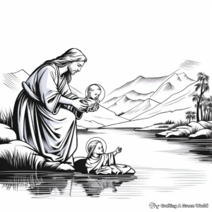 Baptism in the Jordan River Coloring Pages 2