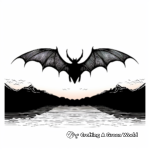 Bat Silhouette Against Sunset Coloring Pages 3