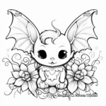 Bats and Flowers Adult Coloring Page 1