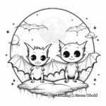 Bats and Full Moon Coloring Pages 4