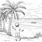 Beach Scenery: Palm Tree Beach Coloring Pages 4