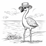 Beach-Themed Flamingo Coloring Pages 1